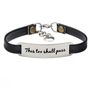 Brown Leather Bracelet This Too Shall Pass Message